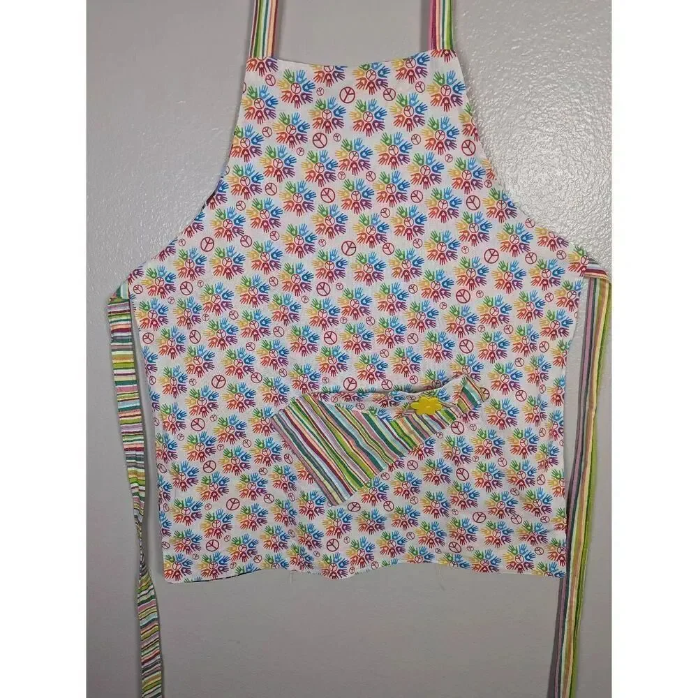 Custom Handmade Elmo Op art pop multicolor rainbow apron smock one size